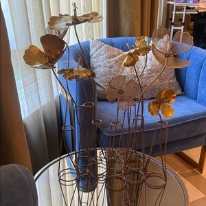 Elegant Gold Floral Metal Sculpture